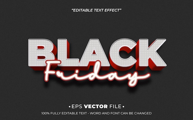Efeito de texto Black Friday vetor editável em 3D