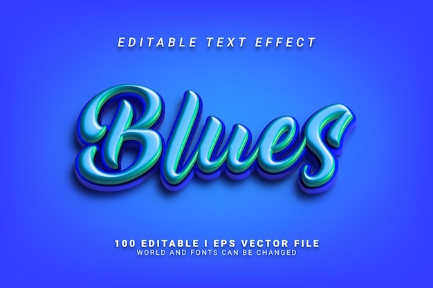Efeito de texto Blues editável