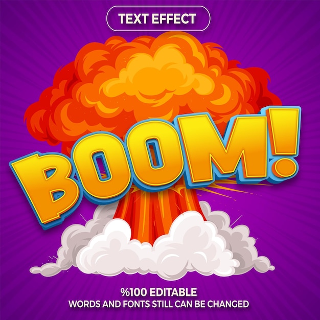 Vetor efeito de texto boom totalmente editável
