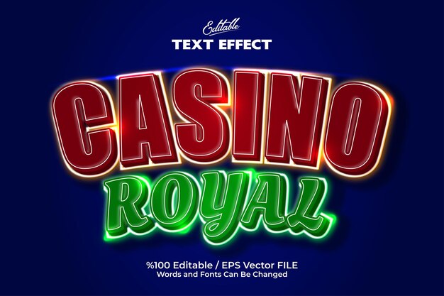 Vetor efeito de texto casino royal editável