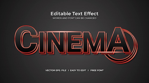 Vetor efeito de texto cinema