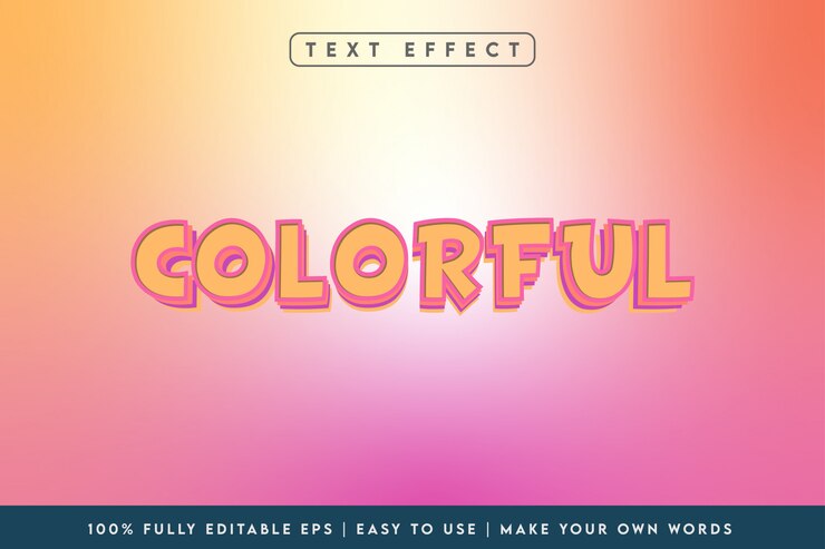Vetor efeito de texto colorido em estilo 3d