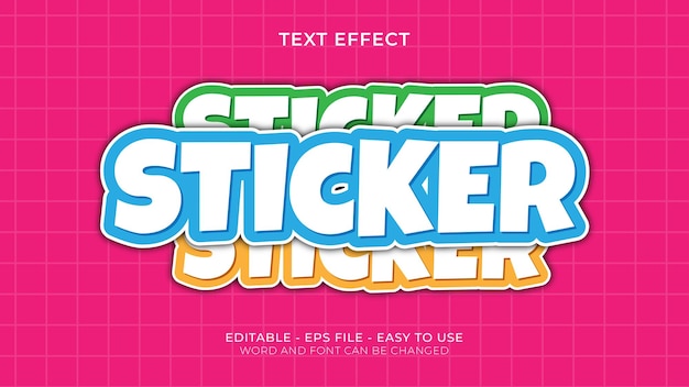 Vetor efeito de texto colorido sticker