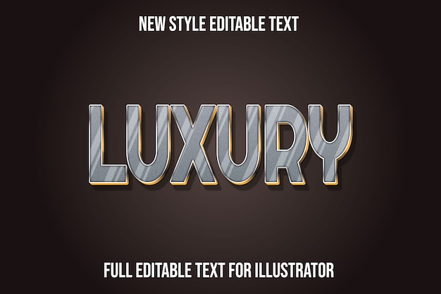 Vetor efeito de texto cor de luxo cinza e gradiente dourado