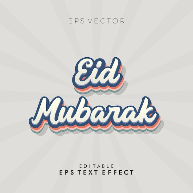 Vetor efeito de texto criativo eid mubarak