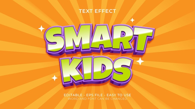 Vetor efeito de texto criativo smart kids