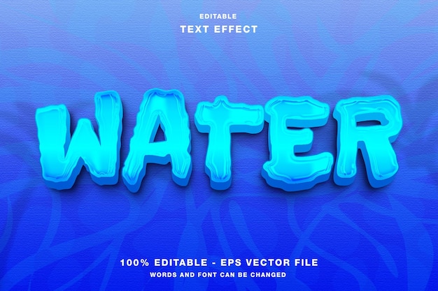 Vetor efeito de texto de água editável