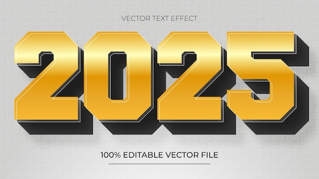Efeito de texto de Ano Novo com textura dourada vetores premium editáveis