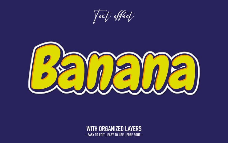 Efeito de texto de banana amarela