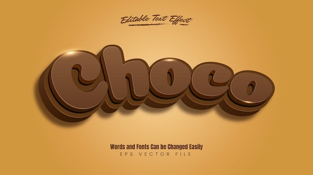 Efeito de texto de chocolate doce editável em 3d