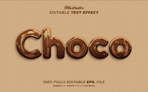 Efeito de texto de chocolate líquido editável criativo