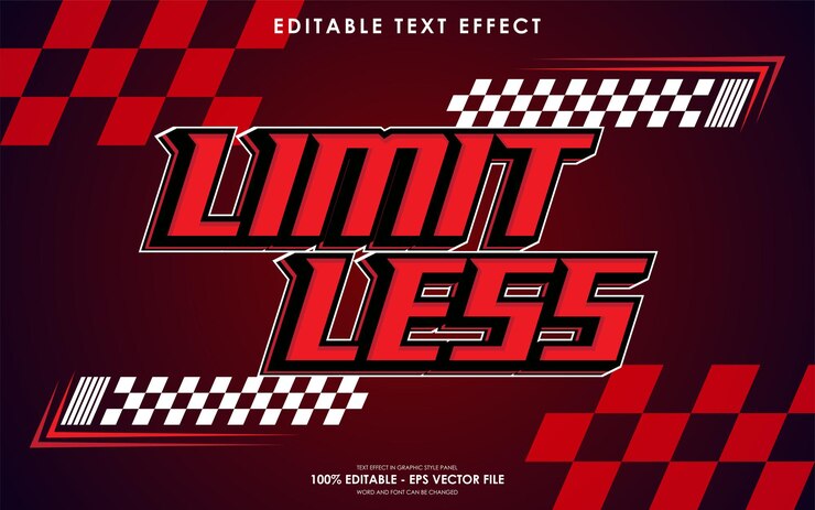 Vetor efeito de texto de corrida ilimitado editável com um fundo com tema de corrida
