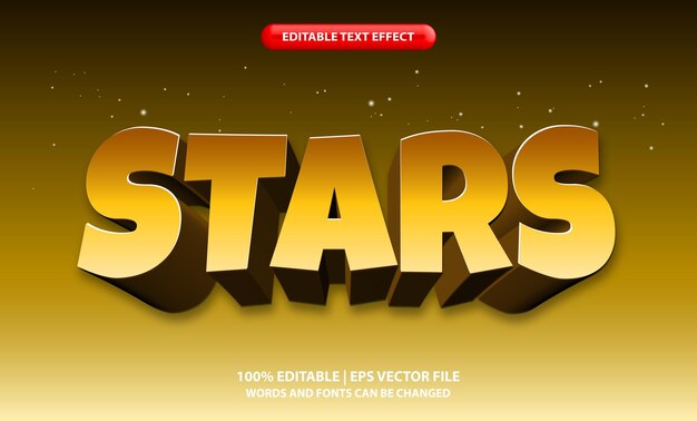 Vetor efeito de texto de desenho animado de estrelas