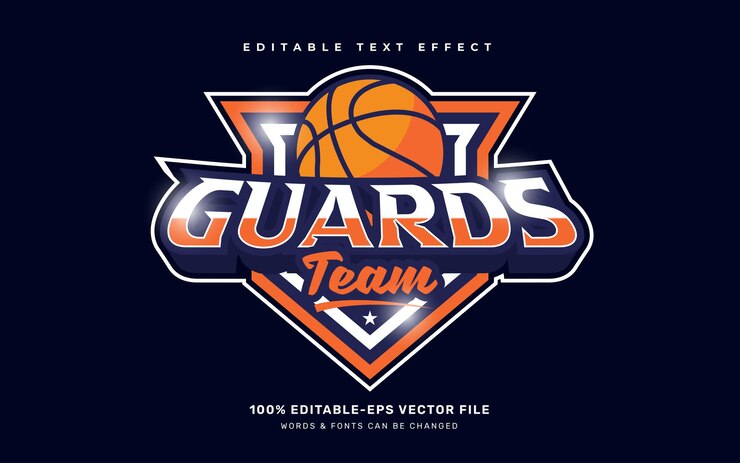 Vetor efeito de texto de esporte de basquete
