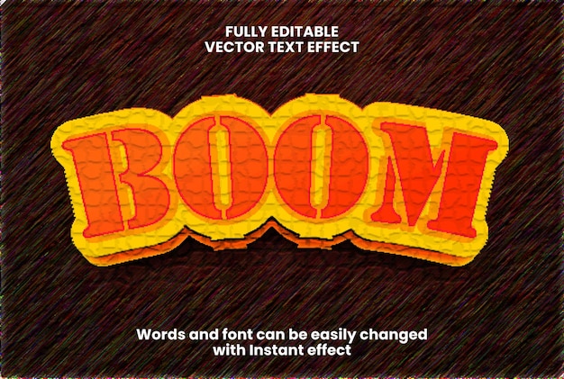 Vetor efeito de texto de estilo 3d boom