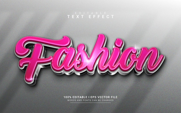 Efeito de texto de estilo 3d de moda brilhante