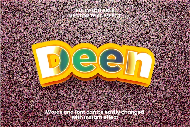 Vetor efeito de texto de estilo 3d deen