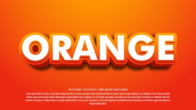 Efeito de texto de estilo 3d laranja