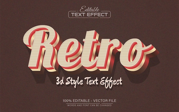 Vetor efeito de texto de estilo retro creme vintage editável