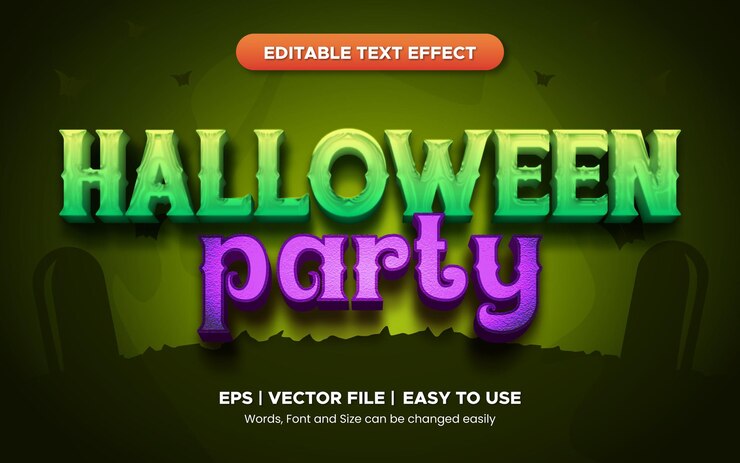 efeito de texto de festa de halloween moderno e assustador