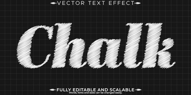Vetor efeito de texto de giz desenho editável e estilo de texto de esboço
