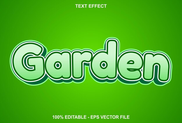 Vetor efeito de texto de jardim com cor verde