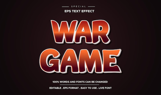 Efeito de texto de jogo de guerra editável