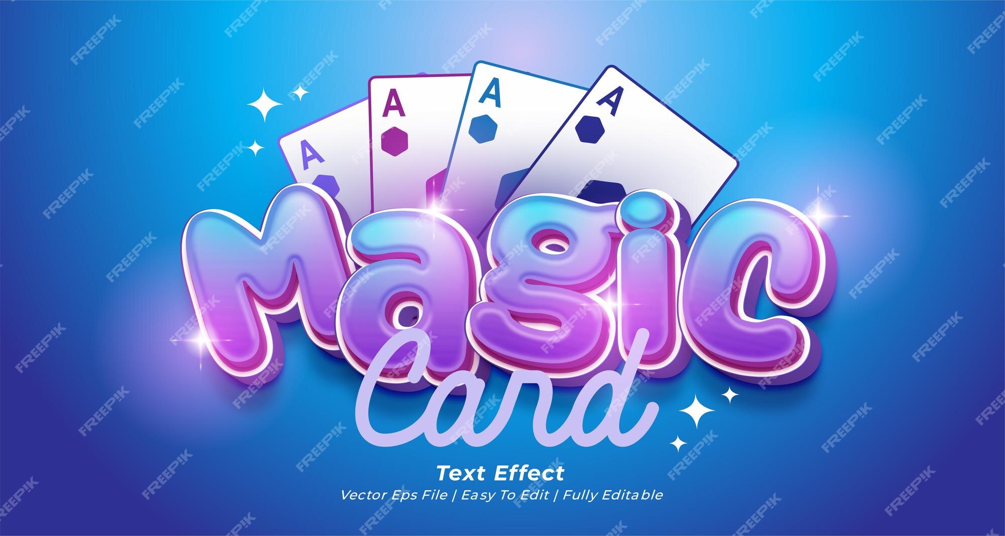 Efeito de texto de jogo de título de jogo de cartas mágicas com estilo de  texto 3d editável