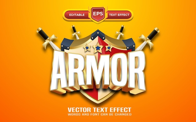 Efeito de texto de jogos de logotipo de armadura de batalha com estilo dourado