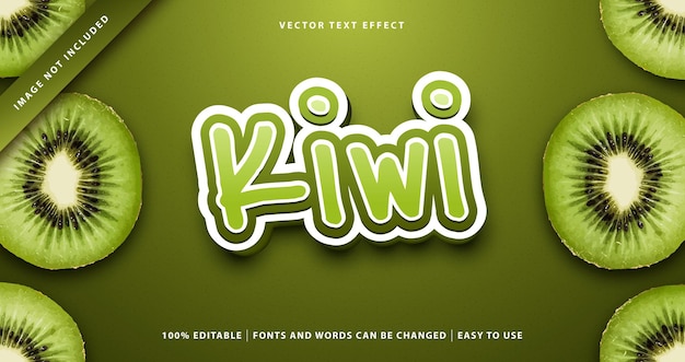 Efeito de texto de kiwi. vetor premium