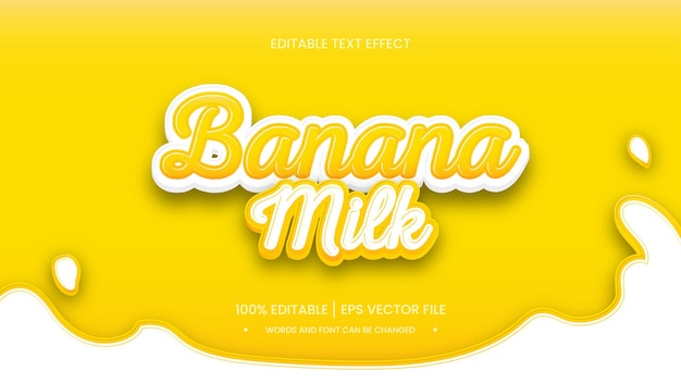 Efeito de texto de leite de banana