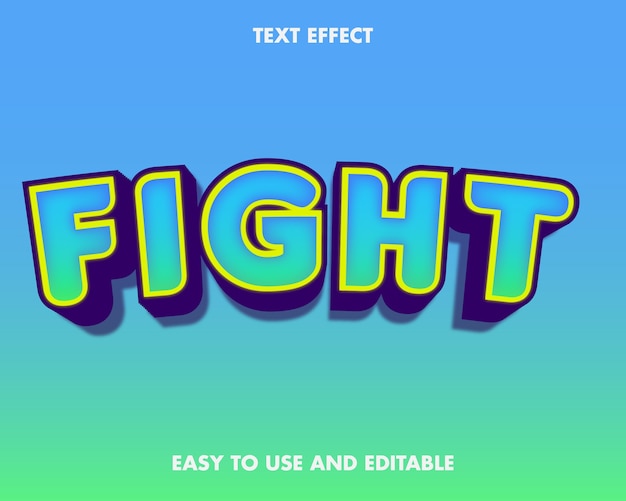 Efeito de texto de luta. fácil de usar e editável.