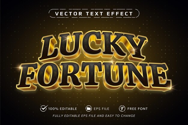 Vetor efeito de texto de luxo fortune