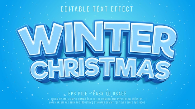 Efeito de texto de natal de inverno com estilo 3d