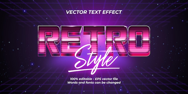 Vetor efeito de texto de néon retro