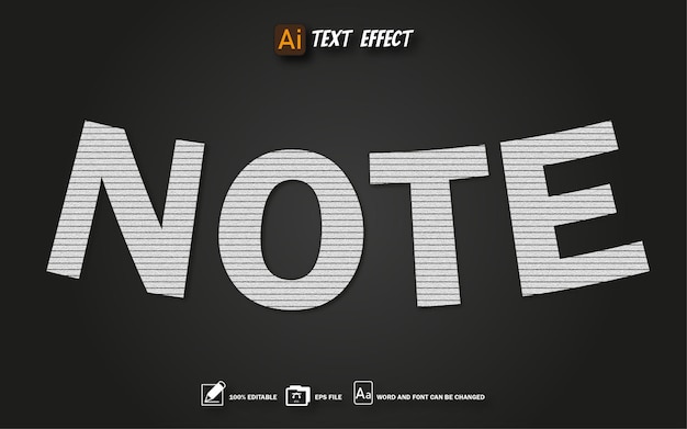 efeito de texto de nota texto editável