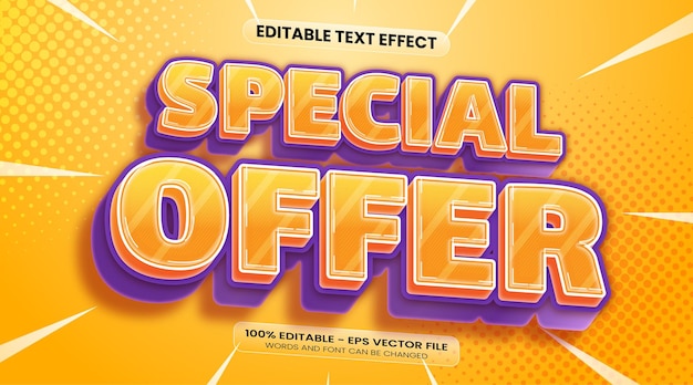 Vetor efeito de texto de oferta especial de vetor 3d efeito de texto editável