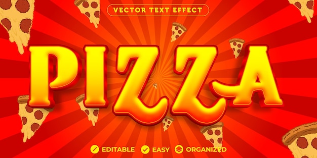 Vetor efeito de texto de pizzaefeito de texto de fonte totalmente editável