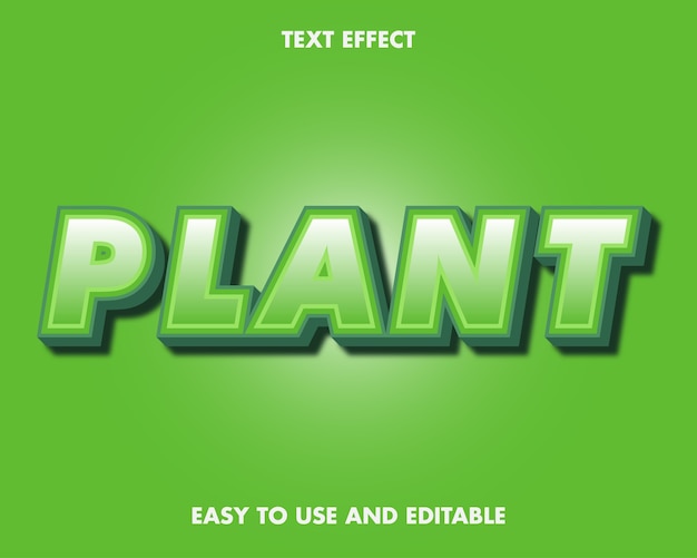 Efeito de texto de planta. Estilo de fonte editável.