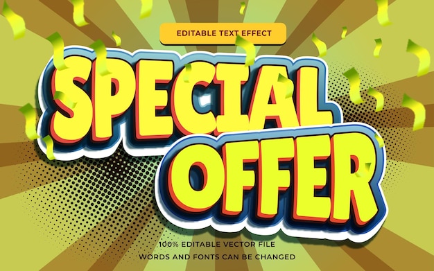 Efeito de texto de promoção de oferta especial editável