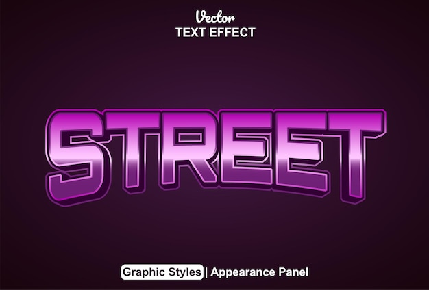 Efeito de texto de rua com estilo gráfico de cor roxa e editável