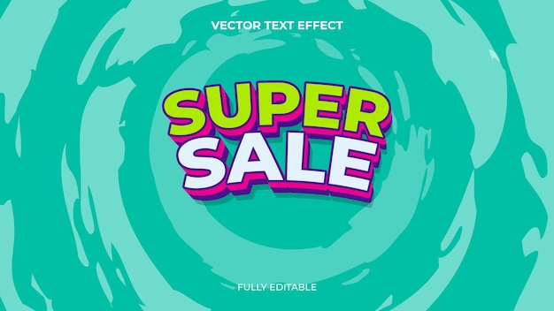 Vetor efeito de texto de super promoção totalmente editável