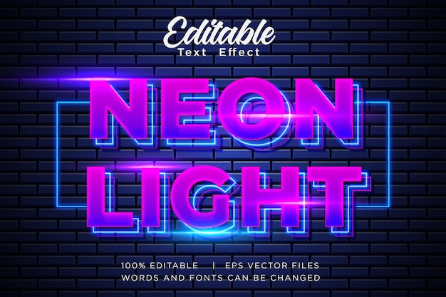 Efeito de texto de tipografia neon brilhante