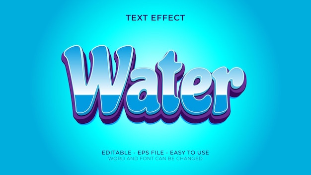 Vetor efeito de texto de tipografia water