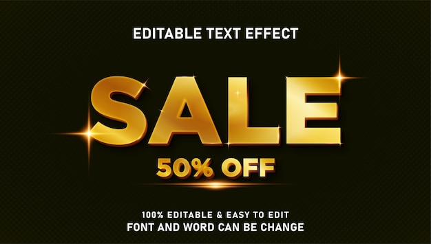 Efeito de texto de venda com estilo de ouro 3D moderno editável