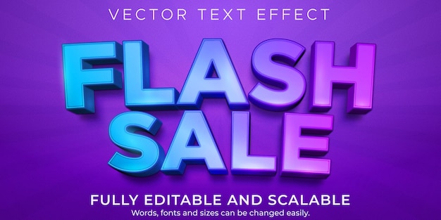 Efeito de texto de venda em flash, oferta editável e estilo de texto de desconto