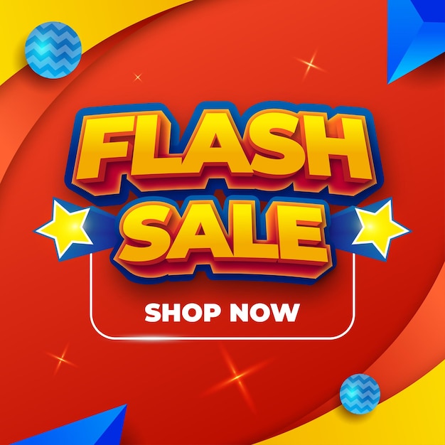 Efeito de texto de venda flash ou modelo de promoção de mídia social
