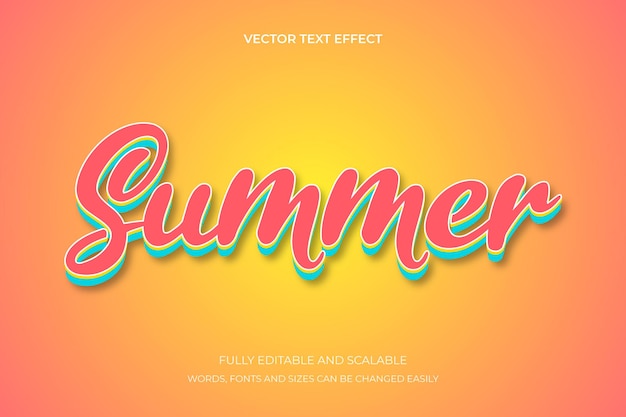 Efeito de texto de verão com fundo amarelo
