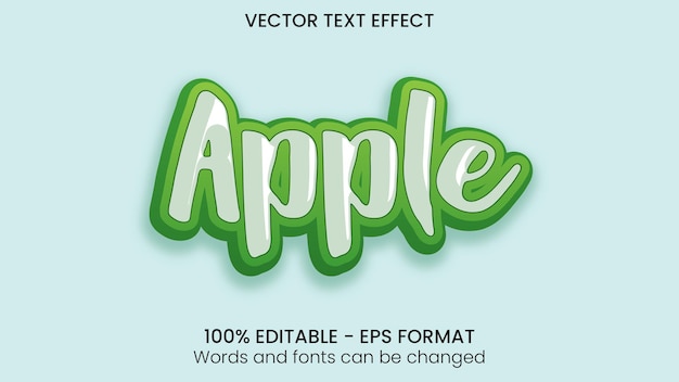 Efeito de texto de vetor de natureza de maçã