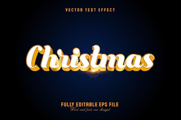 Efeito de texto de vetor de ouro de natal